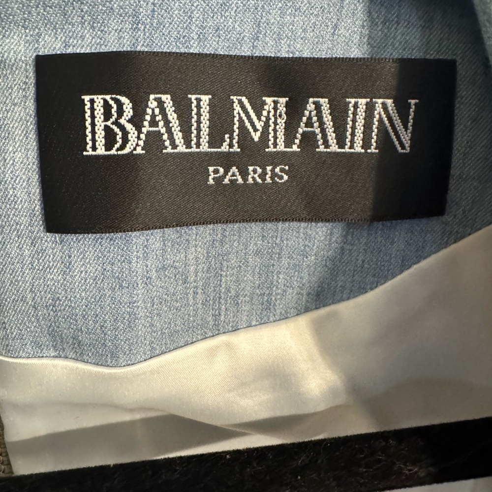 Authentic Balmain Blue Denim Double Breasted Mini Dress - Picture 2 of 11